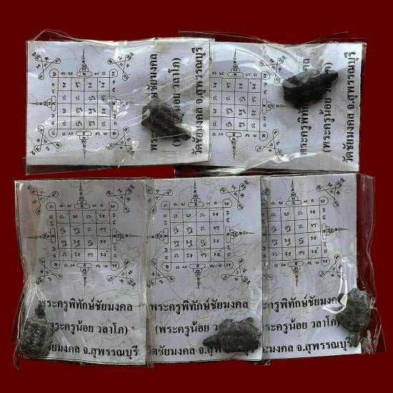 ✨ Fortunate Protector – Miniature Turtle Amulet by Phra Kru Noi for Wealth, Luck & Spiritual Defense