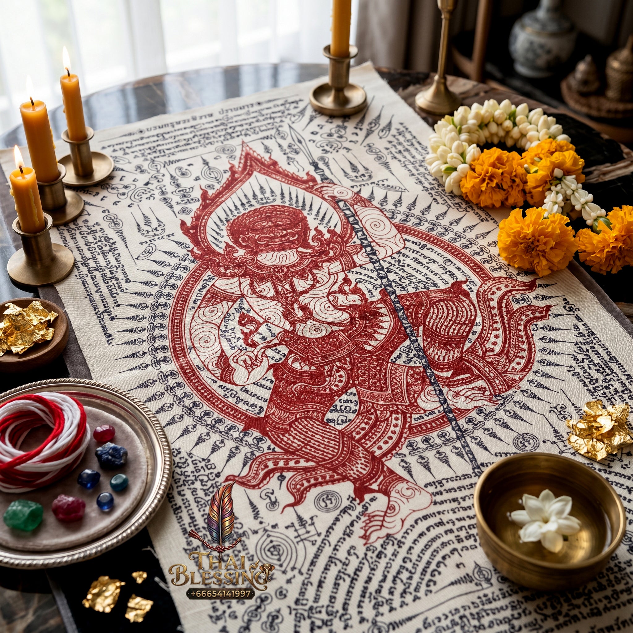 ✨👑👁️ Sacred Esoteric Grandmaster Overlord Ynt Cloth - Achan San Khong Wet Ang Thong Consecrated Large Legacy Masterpiece (110x65 cm), Ultimate Adversary Dissolution Shield, Premium Executive Fortune & Absolute Authority Matrix