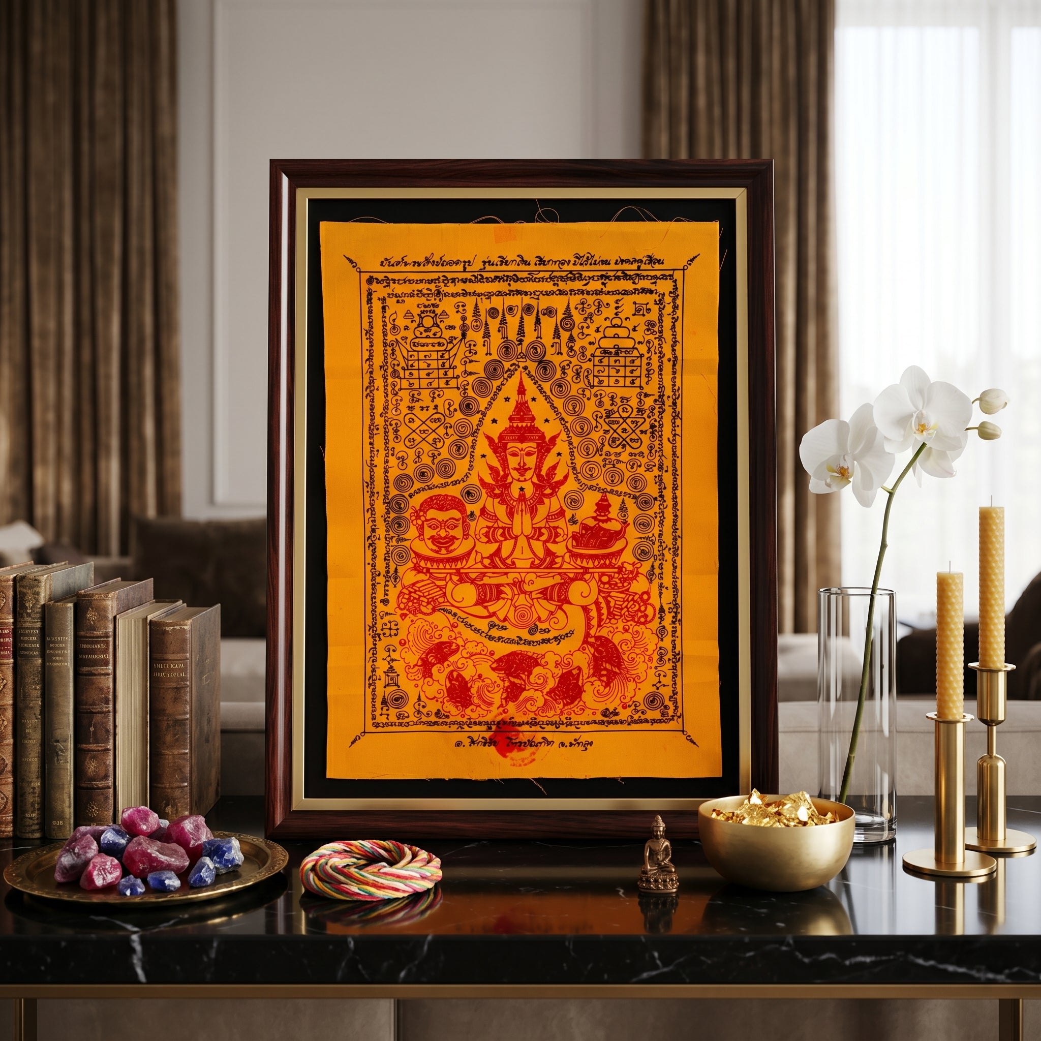 ✨🎭🌀 Authentic Thai Amulet Metamorphic Transformation Grid - Sovereign Jindamanee Capital Inflow Banner, Ajarn Sitthichai Khao Oor Masterpiece