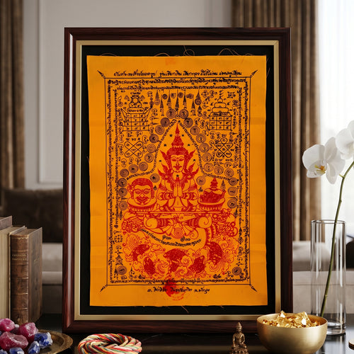 ✨🎭🌀 Authentic Thai Amulet Metamorphic Transformation Grid - Sovereign Jindamanee Capital Inflow Banner, Ajarn Sitthichai Khao Oor Masterpiece