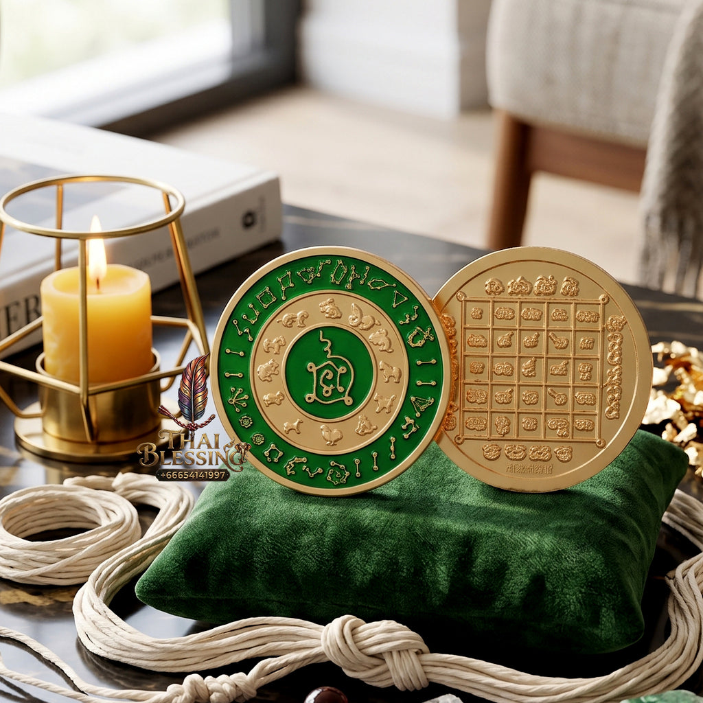 ✨👑🌌 Sacred Celestial Zodiac Alignment Coin - Luang Phor Wan 2019 Maha Choke Wealth Edition, Premium Alpaca National Tricolor Motif with Red Botanical Infusion, Ultimate Executive Destiny Realignment & Capital Accumulation Matrix