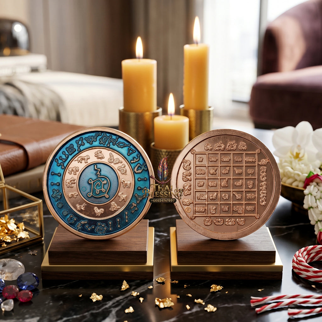 ✨👑🌌 Sacred Celestial Zodiac Alignment Coin - Luang Phor Wan 2019 Maha Choke Wealth Edition, Premium Alpaca National Tricolor Motif with Red Botanical Infusion, Ultimate Executive Destiny Realignment & Capital Accumulation Matrix