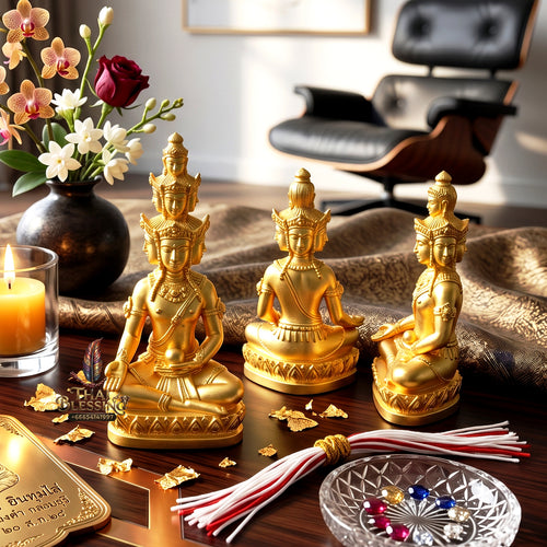 ✨🧘‍♂️💛 Authentic Thai Amulet Nine-Faced Sovereign Wealth Accumulator (3.7x1.7 cm) - Luang Pho Thongdam 2022 Gold-Plated Luxury Node Standard version