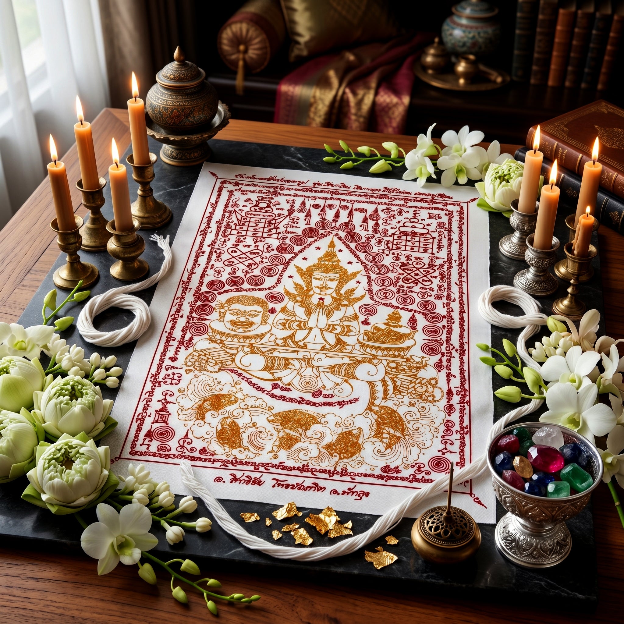 ✨🎭🌀 Authentic Thai Amulet Metamorphic Transformation Grid - Sovereign Jindamanee Capital Inflow Banner, Ajarn Sitthichai Khao Oor Masterpiece