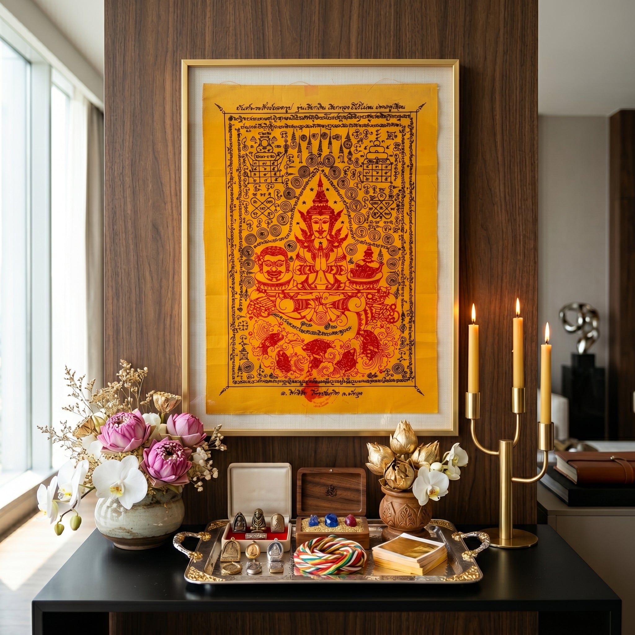 ✨🎭🌀 Authentic Thai Amulet Metamorphic Transformation Grid - Sovereign Jindamanee Capital Inflow Banner, Ajarn Sitthichai Khao Oor Masterpiece