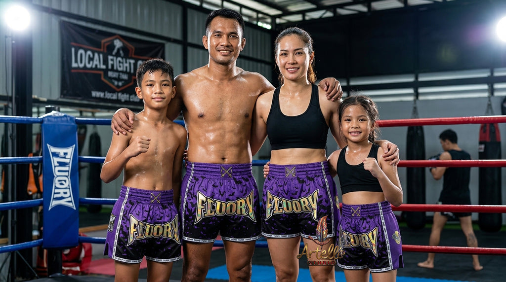 🥊 FLUORY Professional Muay Thai Shorts - High-Performance Polyester Training Trunks for Men, Women & Kids - Quick-Dry Breathable Kickboxing Gear - Advanced Combat Sports Apparel for MMA & Boxing Excellence