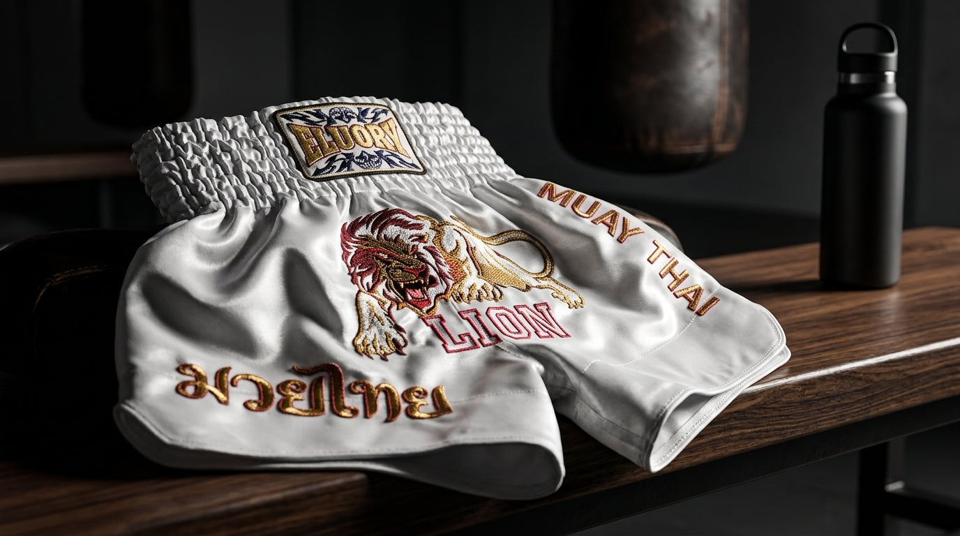 🥊 FLUORY Professional Muay Thai Shorts - High-Performance Polyester Training Trunks for Men, Women & Kids - Quick-Dry Breathable Kickboxing Gear - Advanced Combat Sports Apparel for MMA & Boxing Excellence