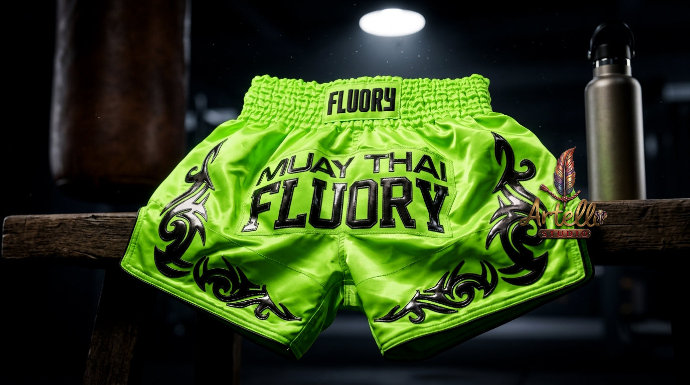 🥊 FLUORY Professional Muay Thai Shorts - High-Performance Polyester Training Trunks for Men, Women & Kids - Quick-Dry Breathable Kickboxing Gear - Advanced Combat Sports Apparel for MMA & Boxing Excellence
