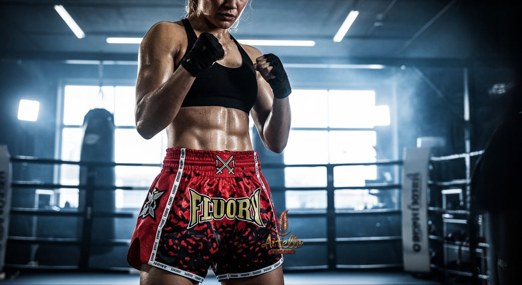 🥊 FLUORY Professional Muay Thai Shorts - High-Performance Polyester Training Trunks for Men, Women & Kids - Quick-Dry Breathable Kickboxing Gear - Advanced Combat Sports Apparel for MMA & Boxing Excellence