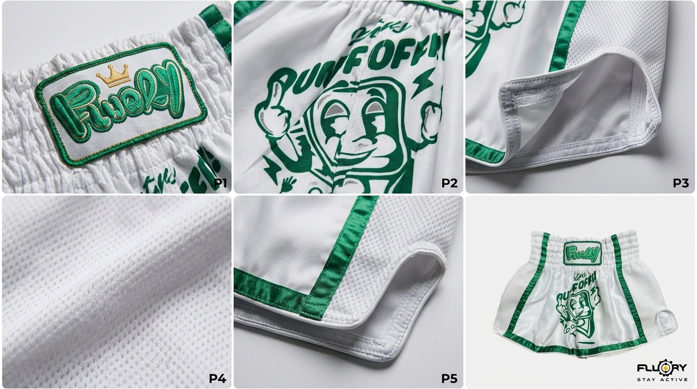 🥊 FLUORY Professional Muay Thai Shorts - High-Performance Polyester Training Trunks for Men, Women & Kids - Quick-Dry Breathable Kickboxing Gear - Advanced Combat Sports Apparel for MMA & Boxing Excellence