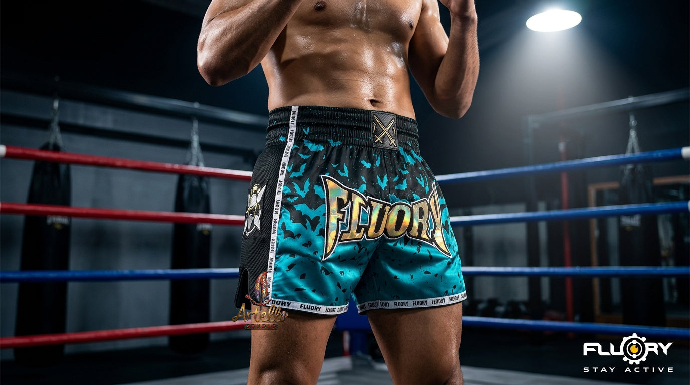 🥊 FLUORY Professional Muay Thai Shorts - High-Performance Polyester Training Trunks for Men, Women & Kids - Quick-Dry Breathable Kickboxing Gear - Advanced Combat Sports Apparel for MMA & Boxing Excellence