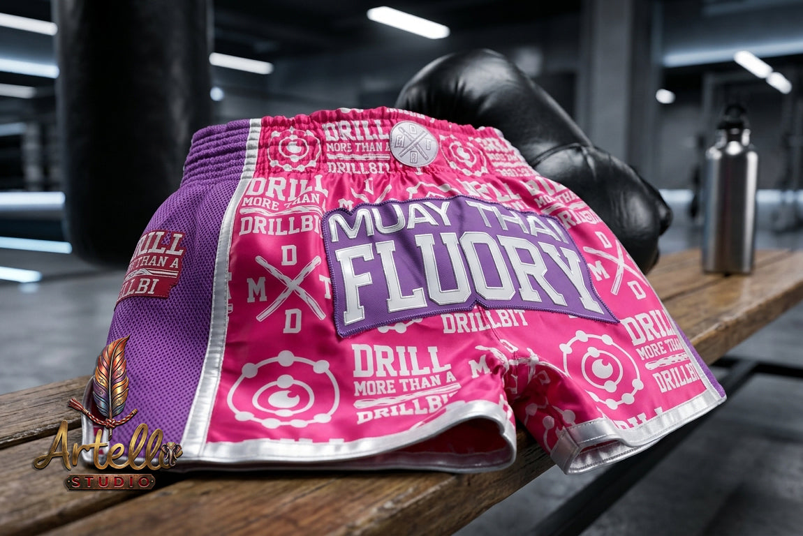 🥊 FLUORY Professional Muay Thai Shorts - High-Performance Polyester Training Trunks for Men, Women & Kids - Quick-Dry Breathable Kickboxing Gear - Advanced Combat Sports Apparel for MMA & Boxing Excellence