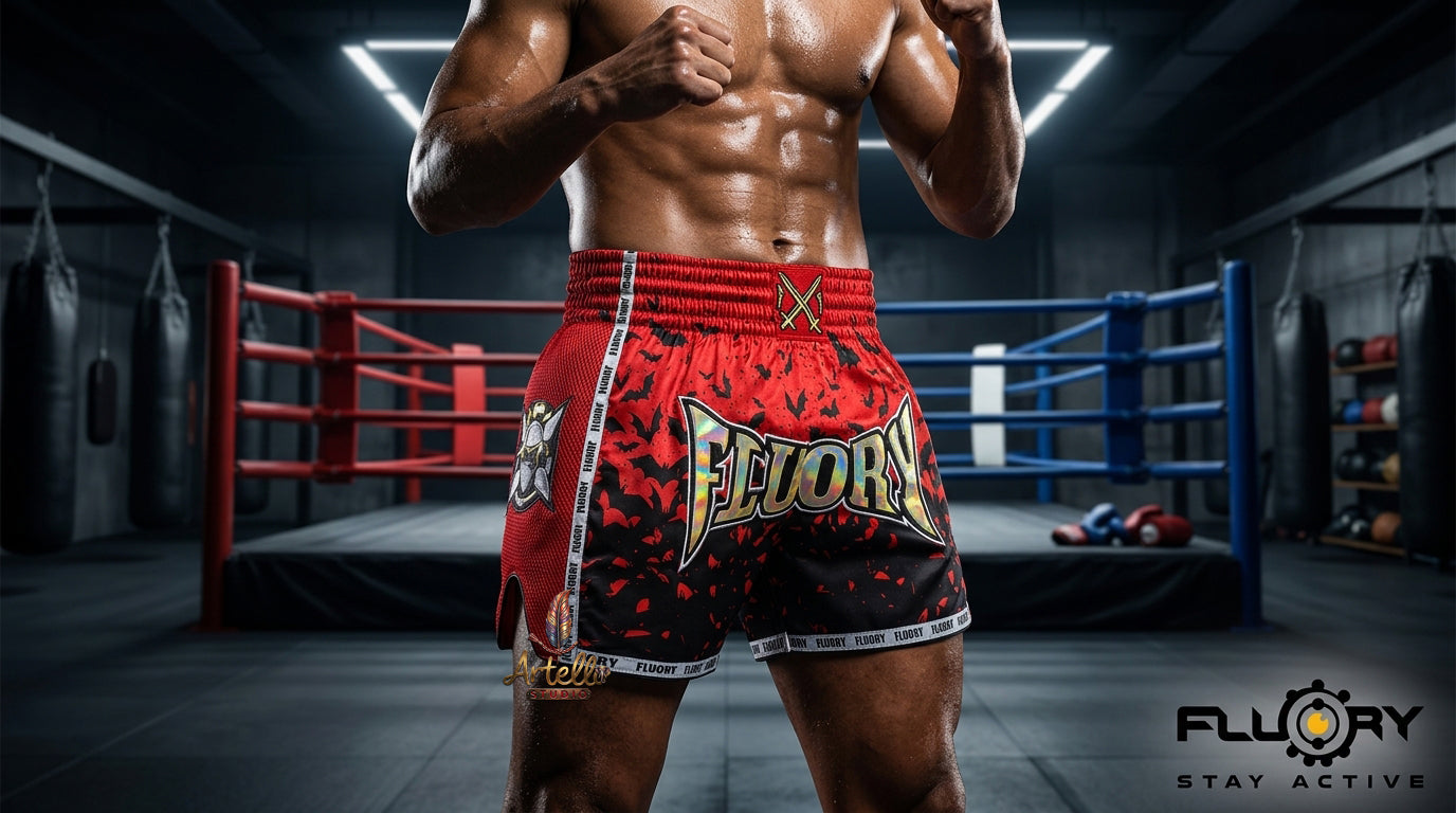 🥊 FLUORY Professional Muay Thai Shorts - High-Performance Polyester Training Trunks for Men, Women & Kids - Quick-Dry Breathable Kickboxing Gear - Advanced Combat Sports Apparel for MMA & Boxing Excellence