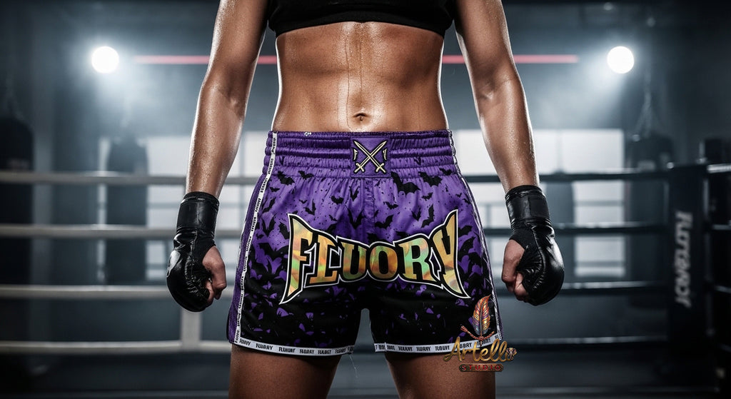 🥊 FLUORY Professional Muay Thai Shorts - High-Performance Polyester Training Trunks for Men, Women & Kids - Quick-Dry Breathable Kickboxing Gear - Advanced Combat Sports Apparel for MMA & Boxing Excellence