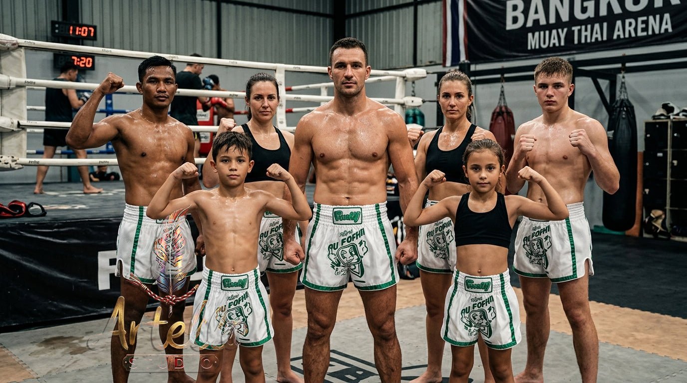 🥊 FLUORY Professional Muay Thai Shorts - High-Performance Polyester Training Trunks for Men, Women & Kids - Quick-Dry Breathable Kickboxing Gear - Advanced Combat Sports Apparel for MMA & Boxing Excellence