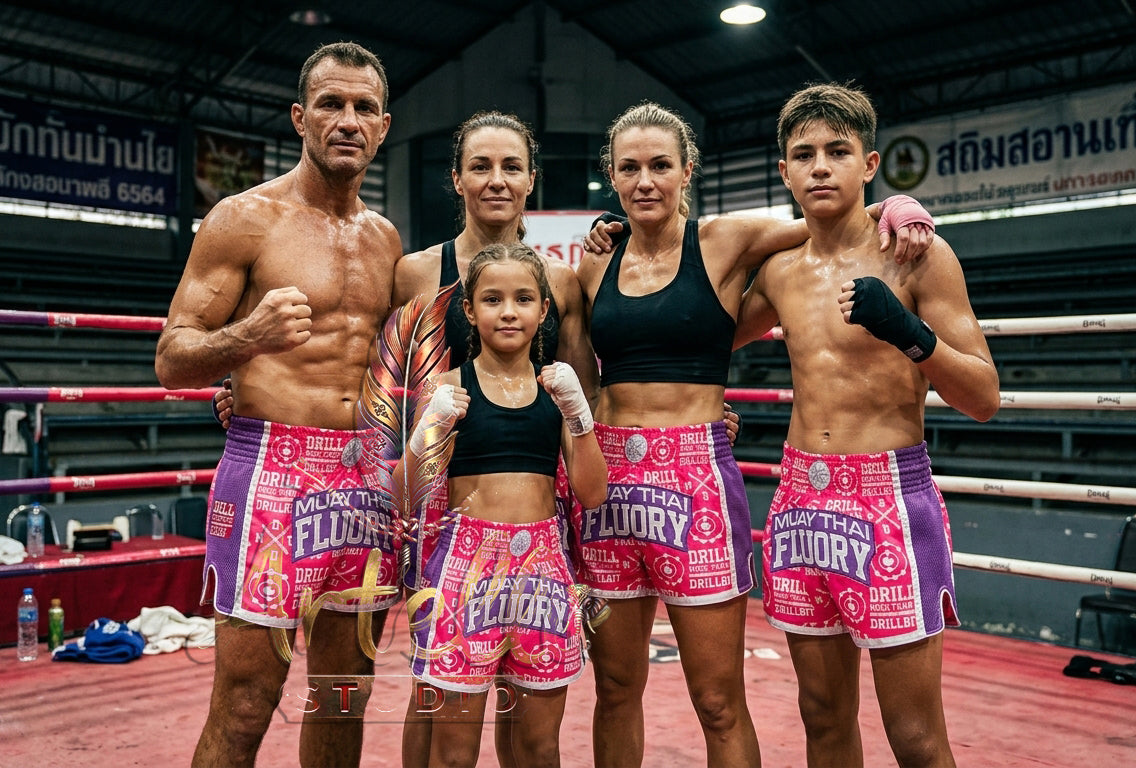 🥊 FLUORY Professional Muay Thai Shorts - High-Performance Polyester Training Trunks for Men, Women & Kids - Quick-Dry Breathable Kickboxing Gear - Advanced Combat Sports Apparel for MMA & Boxing Excellence