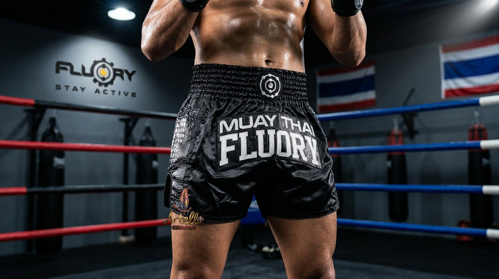 🥊 FLUORY Professional Muay Thai Shorts - High-Performance Polyester Training Trunks for Men, Women & Kids - Quick-Dry Breathable Kickboxing Gear - Advanced Combat Sports Apparel for MMA & Boxing Excellence