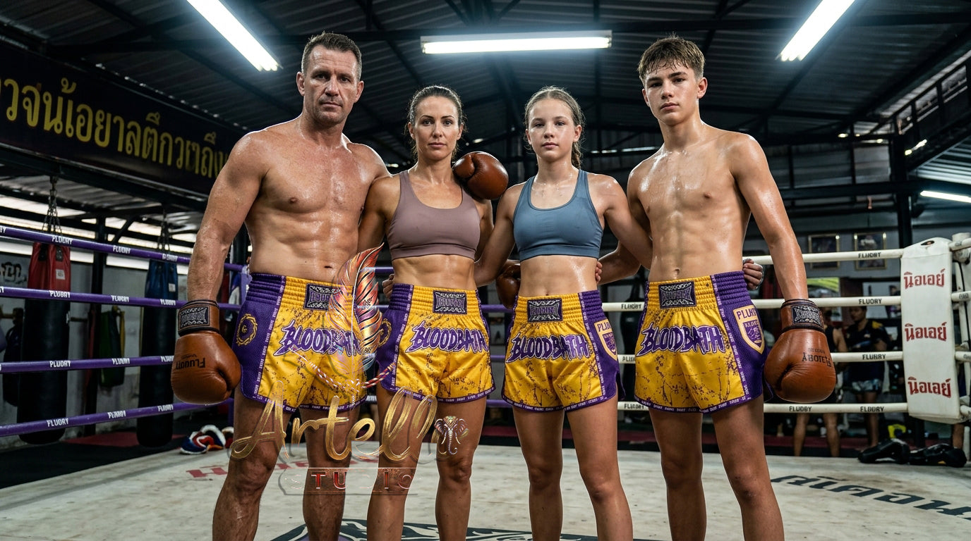 🥊 FLUORY Professional Muay Thai Shorts - High-Performance Polyester Training Trunks for Men, Women & Kids - Quick-Dry Breathable Kickboxing Gear - Advanced Combat Sports Apparel for MMA & Boxing Excellence