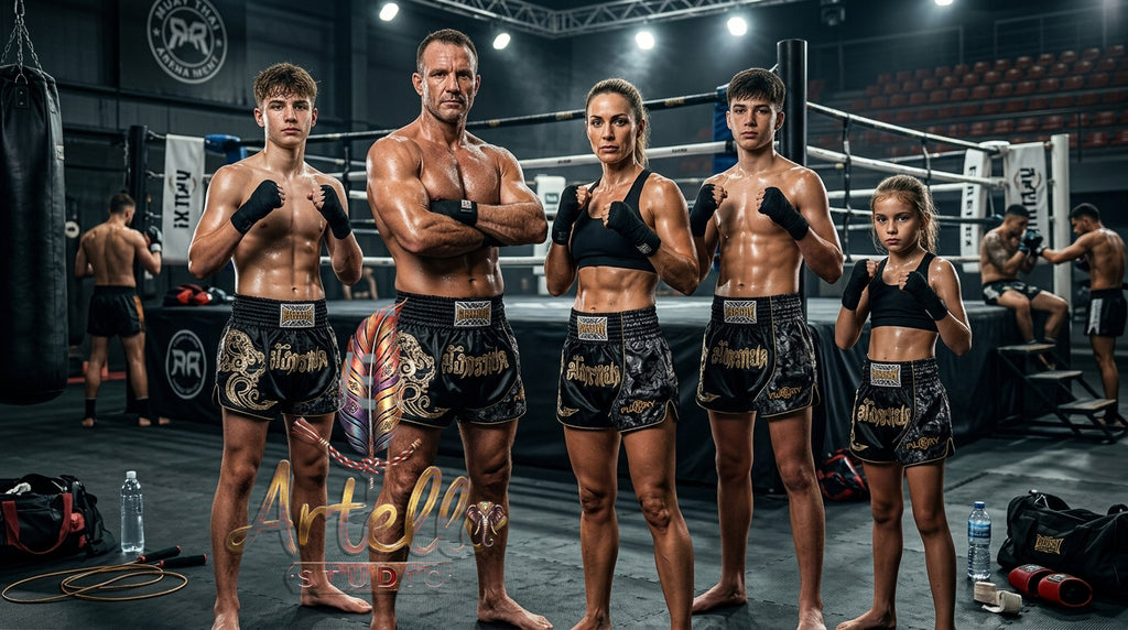 🥊 FLUORY Professional Muay Thai Shorts - High-Performance Polyester Training Trunks for Men, Women & Kids - Quick-Dry Breathable Kickboxing Gear - Advanced Combat Sports Apparel for MMA & Boxing Excellence