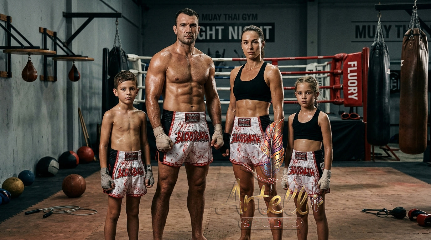 🥊 FLUORY Professional Muay Thai Shorts - High-Performance Polyester Training Trunks for Men, Women & Kids - Quick-Dry Breathable Kickboxing Gear - Advanced Combat Sports Apparel for MMA & Boxing Excellence