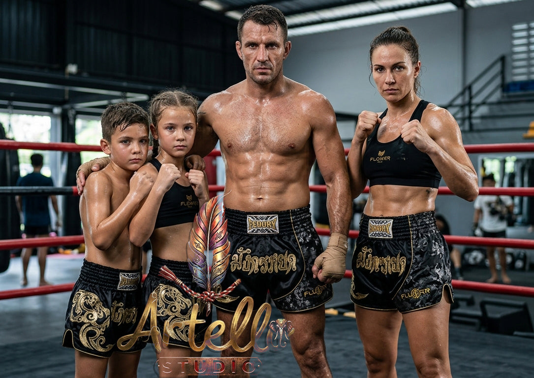 🥊 FLUORY Professional Muay Thai Shorts - High-Performance Polyester Training Trunks for Men, Women & Kids - Quick-Dry Breathable Kickboxing Gear - Advanced Combat Sports Apparel for MMA & Boxing Excellence