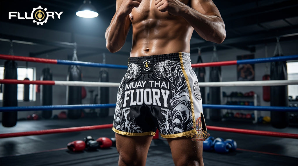 🥊 FLUORY Professional Muay Thai Shorts - High-Performance Polyester Training Trunks for Men, Women & Kids - Quick-Dry Breathable Kickboxing Gear - Advanced Combat Sports Apparel for MMA & Boxing Excellence