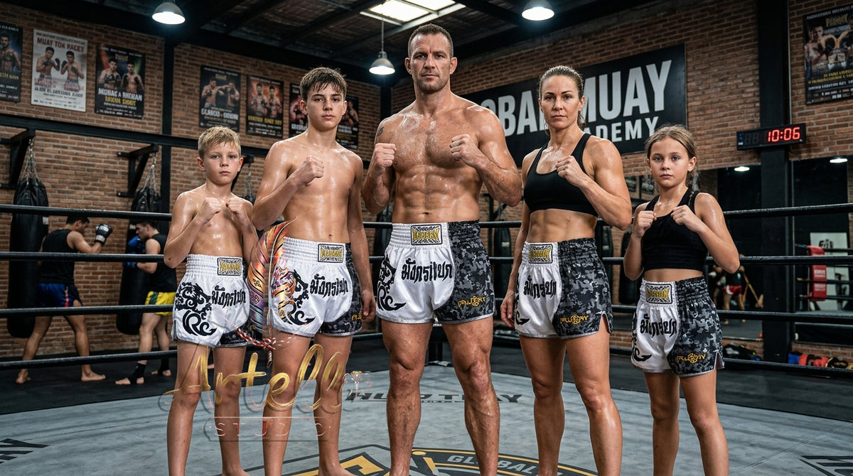 🥊 FLUORY Professional Muay Thai Shorts - High-Performance Polyester Training Trunks for Men, Women & Kids - Quick-Dry Breathable Kickboxing Gear - Advanced Combat Sports Apparel for MMA & Boxing Excellence