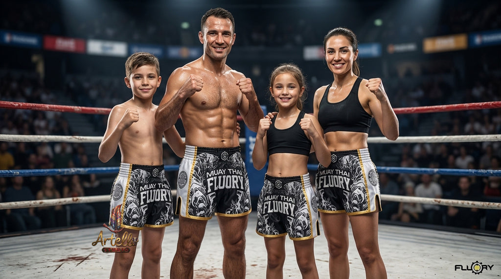 🥊 FLUORY Professional Muay Thai Shorts - High-Performance Polyester Training Trunks for Men, Women & Kids - Quick-Dry Breathable Kickboxing Gear - Advanced Combat Sports Apparel for MMA & Boxing Excellence