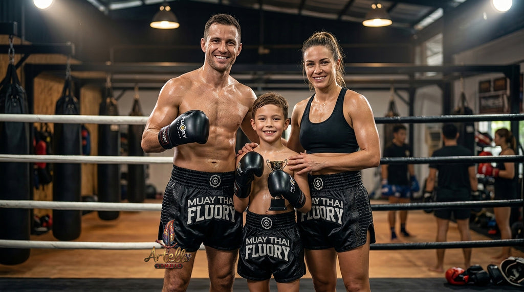 🥊 FLUORY Professional Muay Thai Shorts - High-Performance Polyester Training Trunks for Men, Women & Kids - Quick-Dry Breathable Kickboxing Gear - Advanced Combat Sports Apparel for MMA & Boxing Excellence