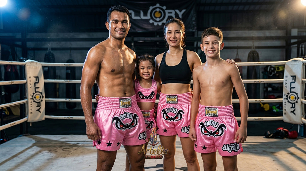 🥊 FLUORY Professional Muay Thai Shorts - High-Performance Polyester Training Trunks for Men, Women & Kids - Quick-Dry Breathable Kickboxing Gear - Advanced Combat Sports Apparel for MMA & Boxing Excellence