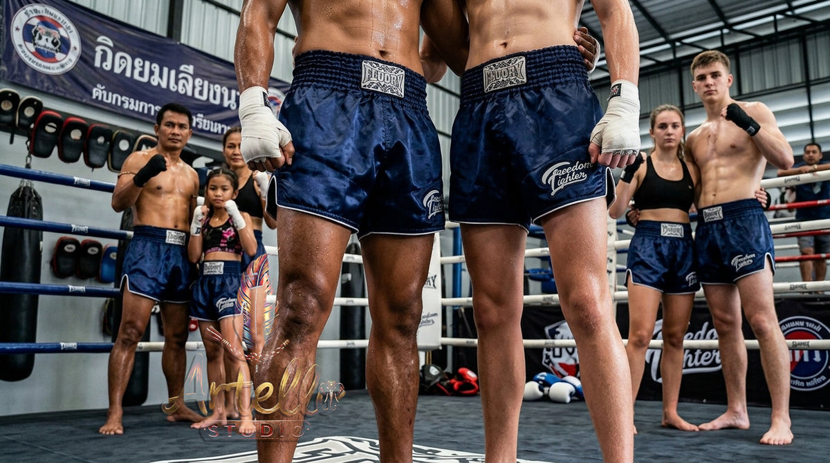 🥊 FLUORY Professional Muay Thai Shorts - High-Performance Polyester Training Trunks for Men, Women & Kids - Quick-Dry Breathable Kickboxing Gear - Advanced Combat Sports Apparel for MMA & Boxing Excellence