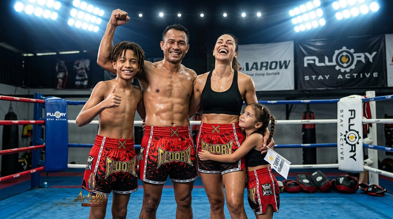 🥊 FLUORY Professional Muay Thai Shorts - High-Performance Polyester Training Trunks for Men, Women & Kids - Quick-Dry Breathable Kickboxing Gear - Advanced Combat Sports Apparel for MMA & Boxing Excellence