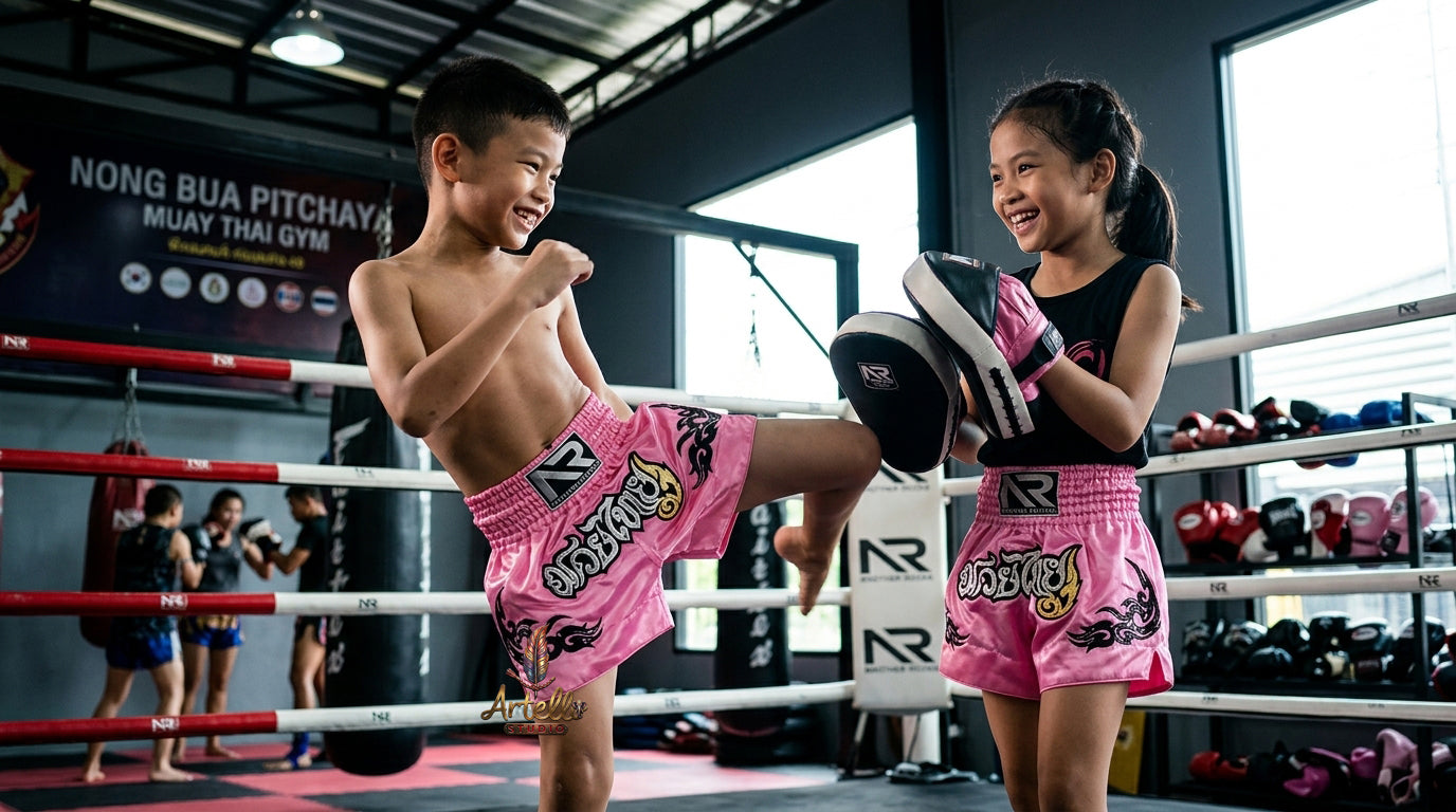🥊 Muay Thai Shorts Kickboxing MMA Fight Shorts for Men Women Kids – Thai Boxing Training Gear, Breathable Quick Dry Martial Arts Combat Shorts