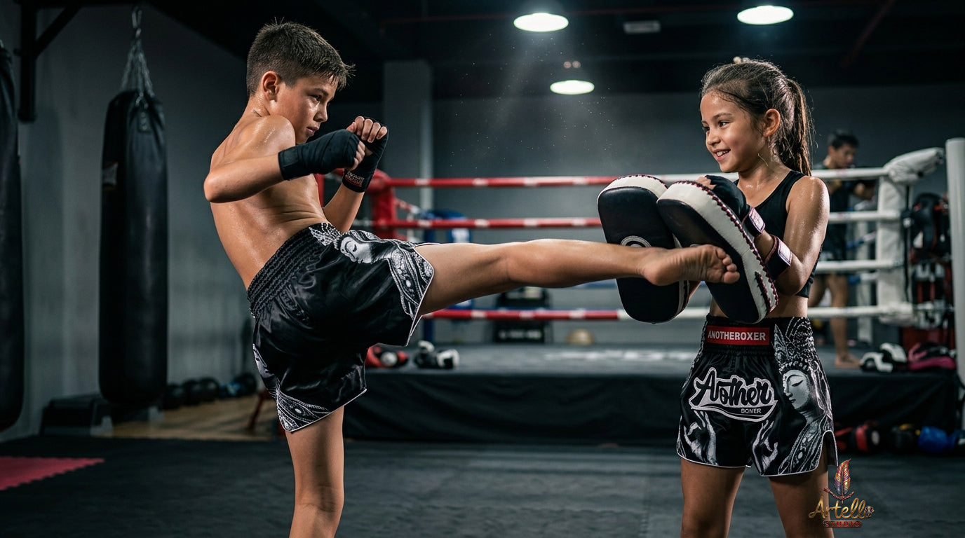 🥊 Muay Thai Shorts Kickboxing MMA Fight Shorts for Men Women Kids – Thai Boxing Training Gear, Breathable Quick Dry Martial Arts Combat Shorts