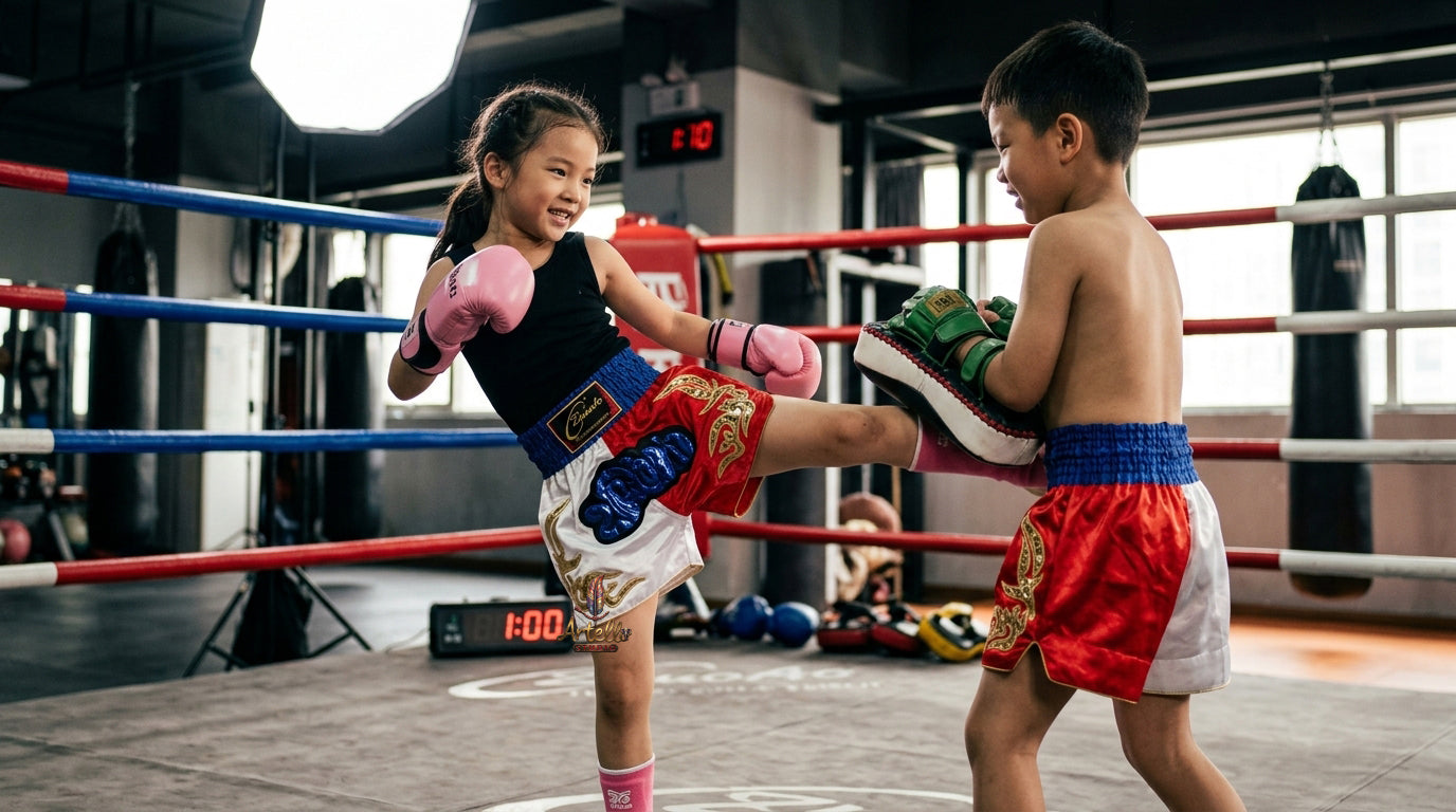 🥊 Muay Thai Shorts Kickboxing MMA Fight Shorts for Men Women Kids – Thai Boxing Training Gear, Breathable Quick Dry Martial Arts Combat Shorts