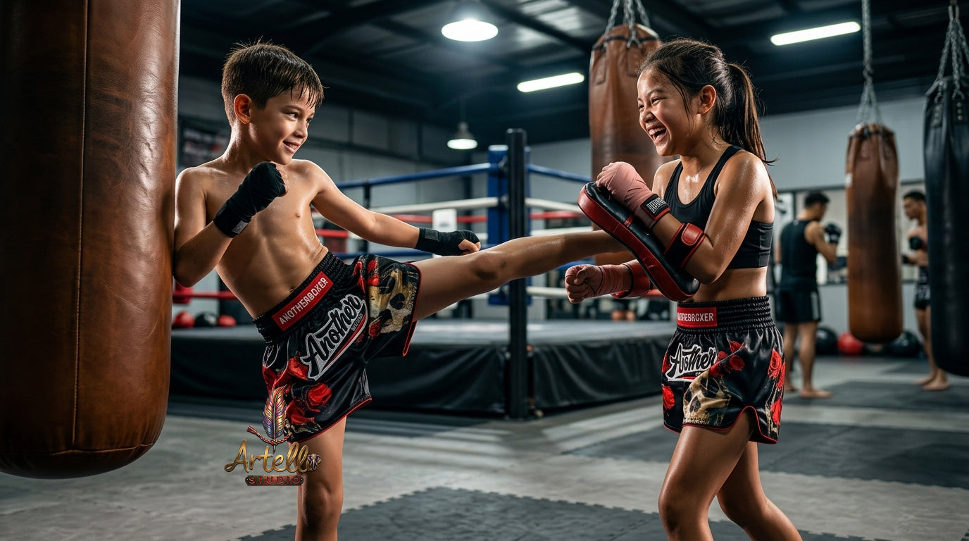 🥊 Muay Thai Shorts Kickboxing MMA Fight Shorts for Men Women Kids – Thai Boxing Training Gear, Breathable Quick Dry Martial Arts Combat Shorts