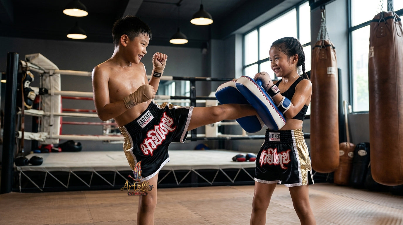 🥊 Muay Thai Shorts Kickboxing MMA Fight Shorts for Men Women Kids – Thai Boxing Training Gear, Breathable Quick Dry Martial Arts Combat Shorts