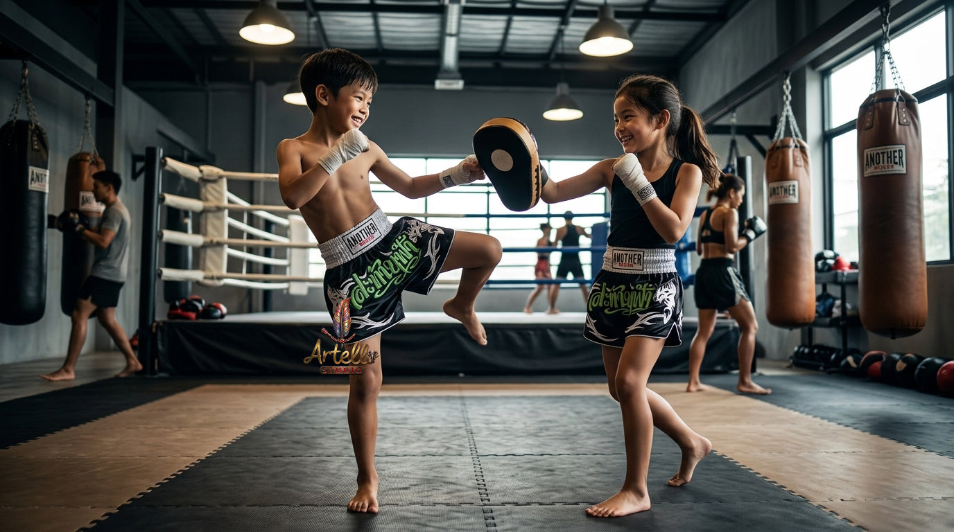 🥊 Muay Thai Shorts Kickboxing MMA Fight Shorts for Men Women Kids – Thai Boxing Training Gear, Breathable Quick Dry Martial Arts Combat Shorts