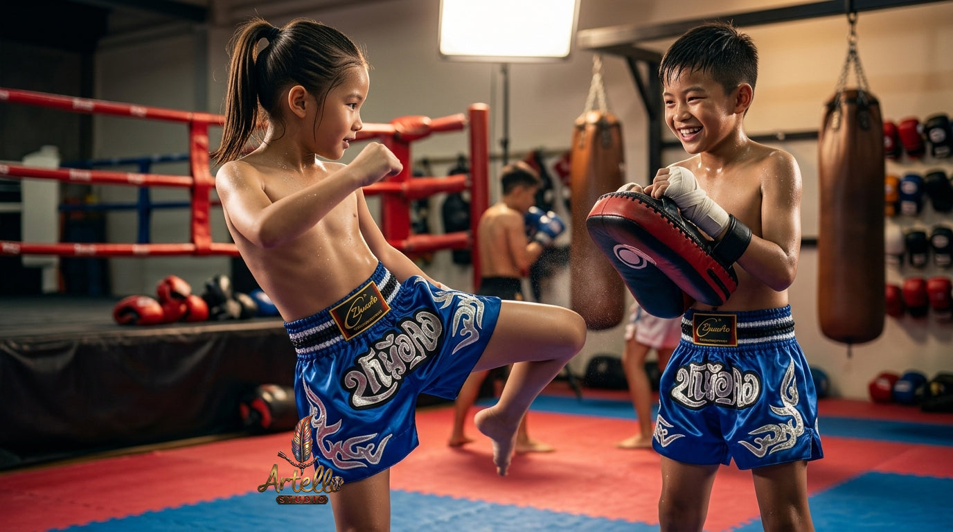 🥊 Muay Thai Shorts Kickboxing MMA Fight Shorts for Men Women Kids – Thai Boxing Training Gear, Breathable Quick Dry Martial Arts Combat Shorts