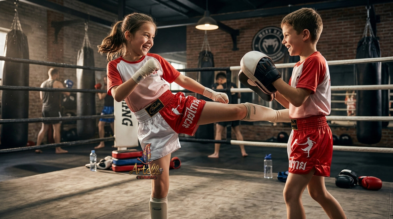 🥊 Muay Thai Shorts Kickboxing MMA Fight Shorts for Men Women Kids – Thai Boxing Training Gear, Breathable Quick Dry Martial Arts Combat Shorts