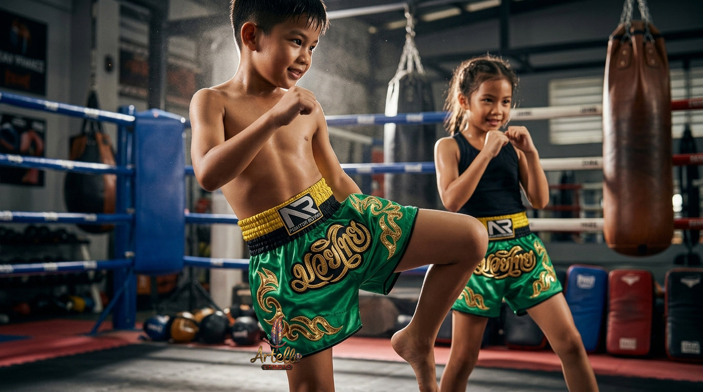 🥊 Muay Thai Shorts Kickboxing MMA Fight Shorts for Men Women Kids – Thai Boxing Training Gear, Breathable Quick Dry Martial Arts Combat Shorts