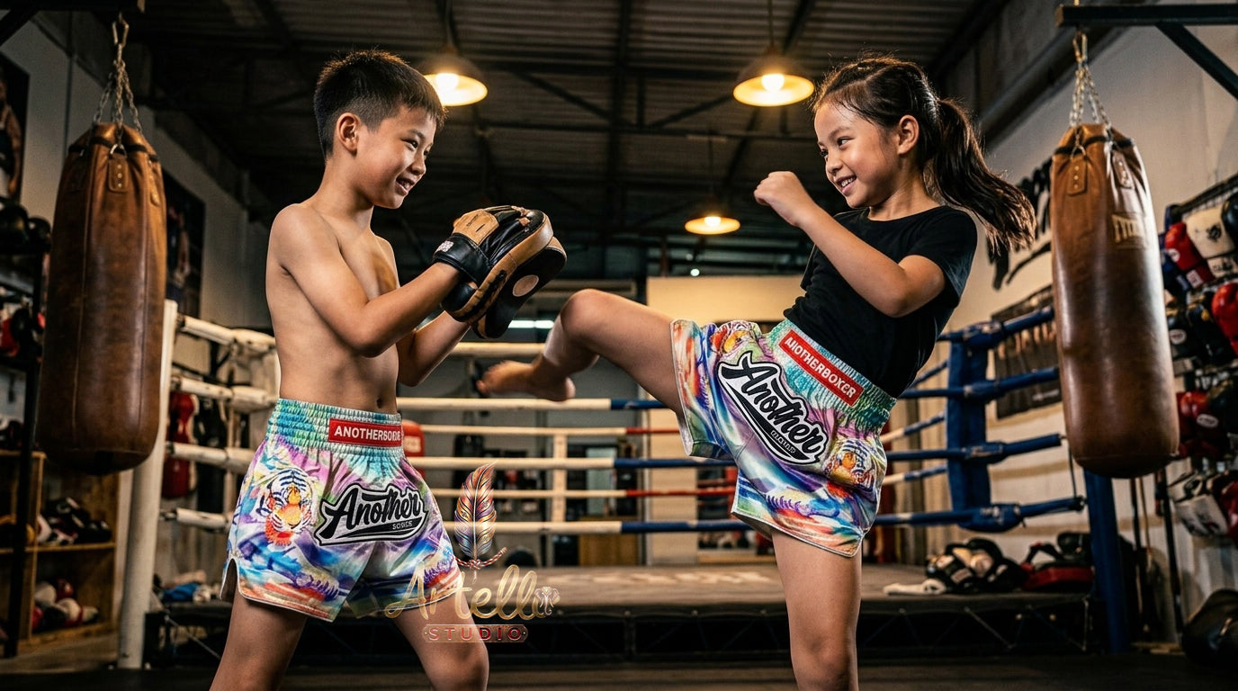 🥊 Muay Thai Shorts Kickboxing MMA Fight Shorts for Men Women Kids – Thai Boxing Training Gear, Breathable Quick Dry Martial Arts Combat Shorts