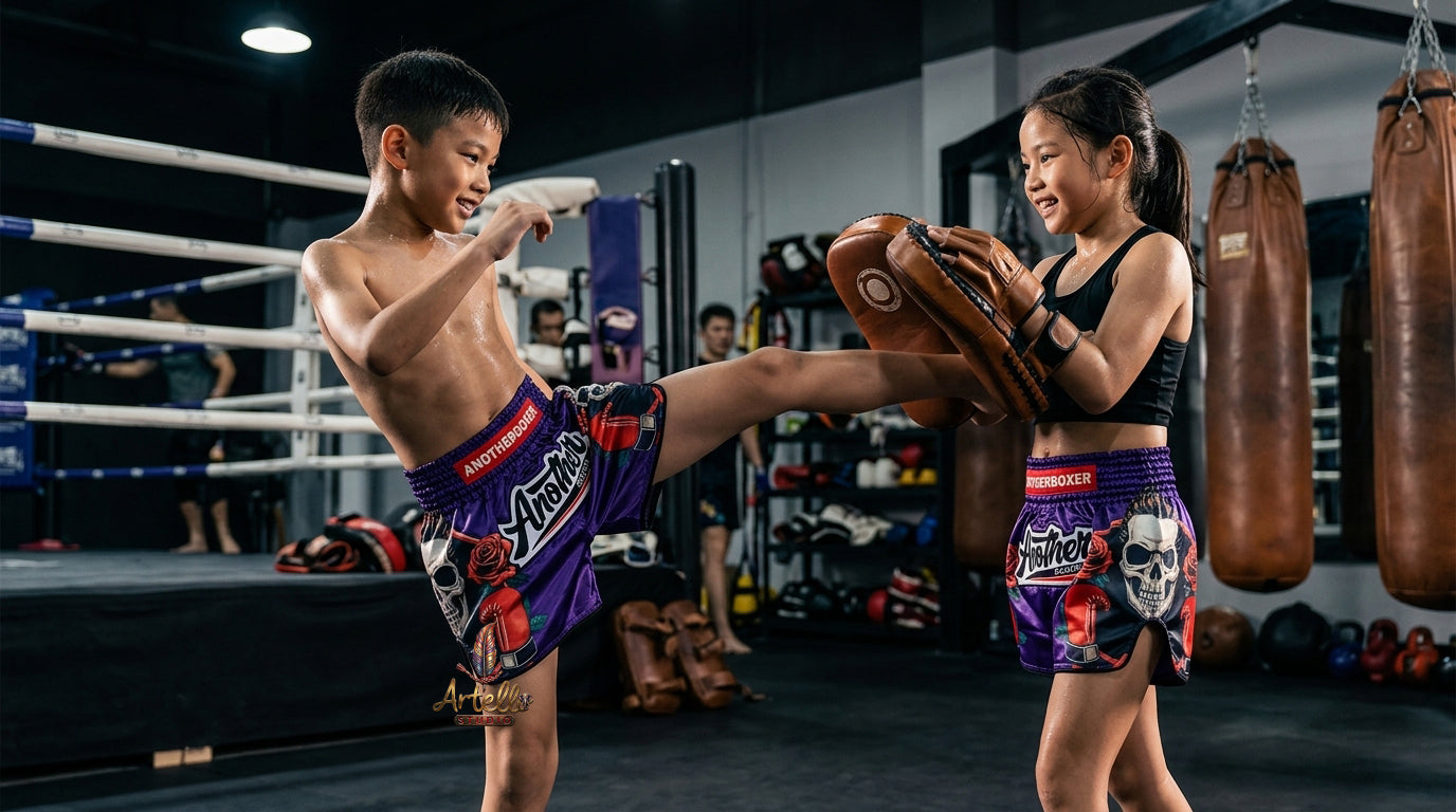 🥊 Muay Thai Shorts Kickboxing MMA Fight Shorts for Men Women Kids – Thai Boxing Training Gear, Breathable Quick Dry Martial Arts Combat Shorts