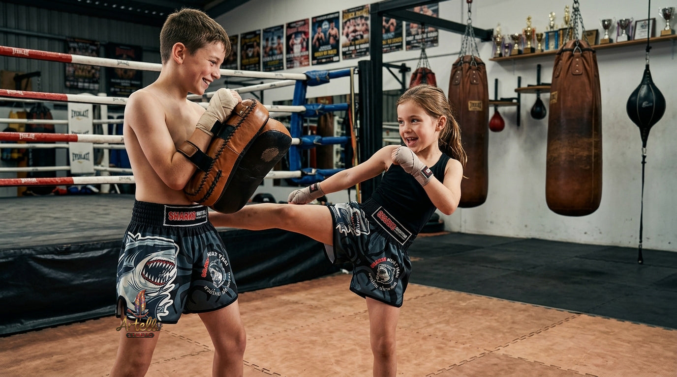 🥊 Muay Thai Shorts Kickboxing MMA Fight Shorts for Men Women Kids – Thai Boxing Training Gear, Breathable Quick Dry Martial Arts Combat Shorts