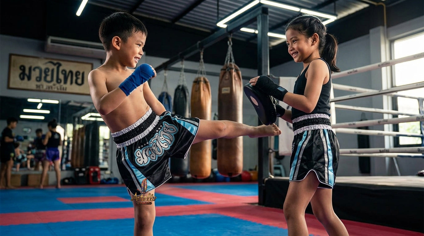 🥊 Muay Thai Shorts Kickboxing MMA Fight Shorts for Men Women Kids – Thai Boxing Training Gear, Breathable Quick Dry Martial Arts Combat Shorts