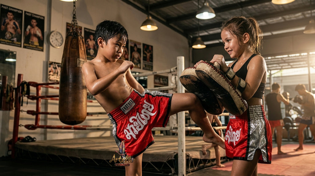 🥊 Muay Thai Shorts Kickboxing MMA Fight Shorts for Men Women Kids – Thai Boxing Training Gear, Breathable Quick Dry Martial Arts Combat Shorts