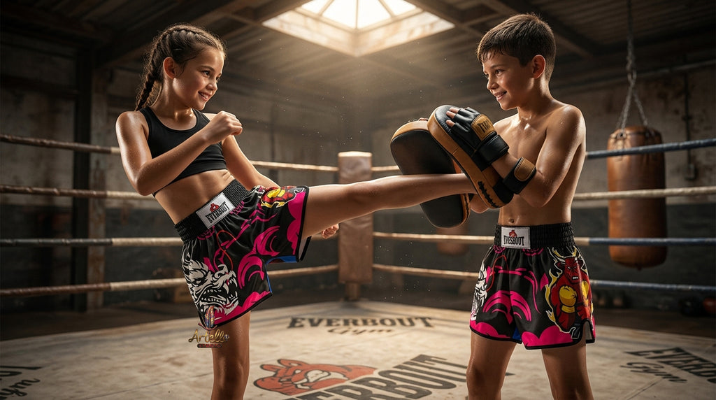 🥊 Muay Thai Shorts Kickboxing MMA Fight Shorts for Men Women Kids – Thai Boxing Training Gear, Breathable Quick Dry Martial Arts Combat Shorts