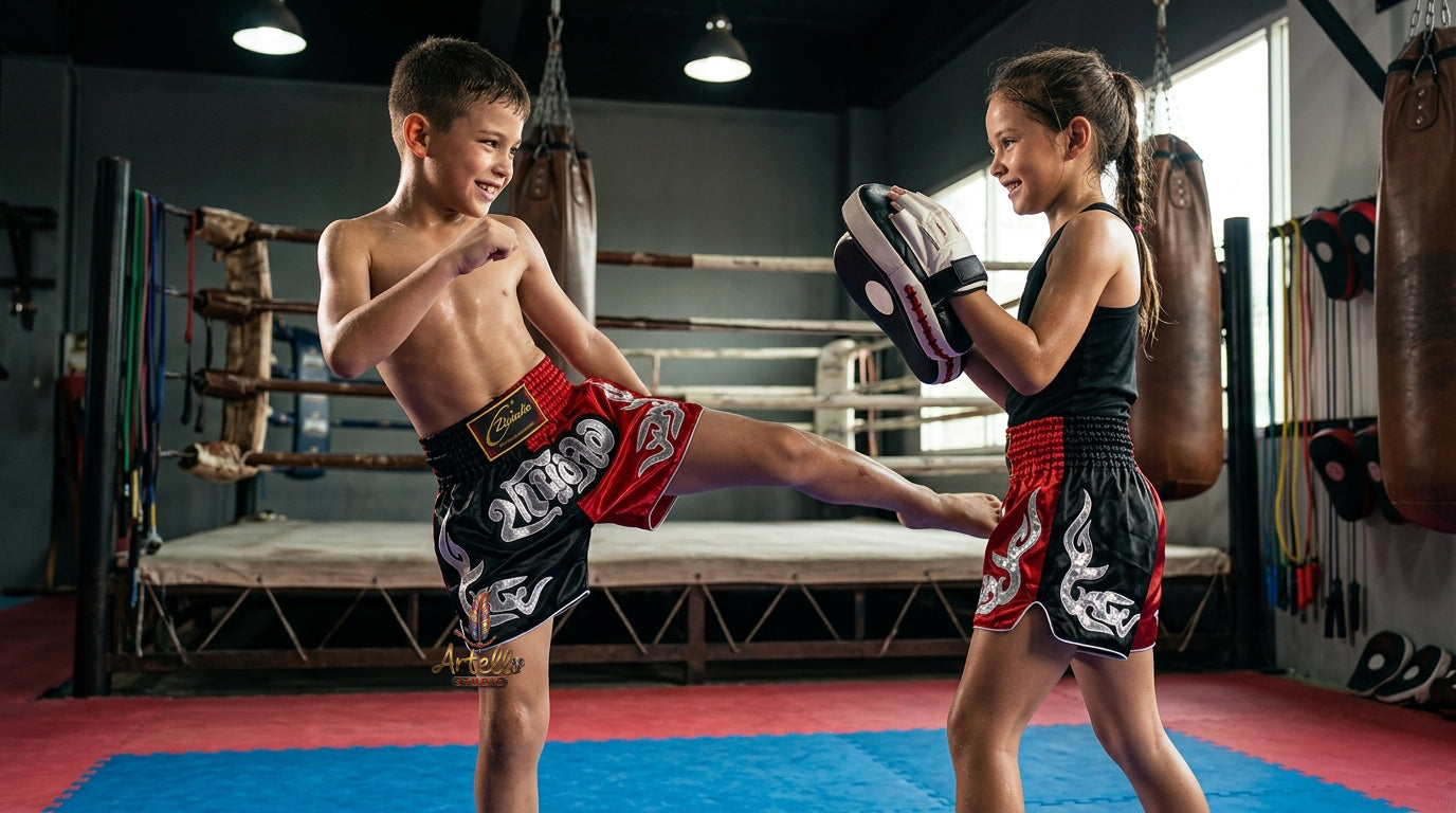 🥊 Muay Thai Shorts Kickboxing MMA Fight Shorts for Men Women Kids – Thai Boxing Training Gear, Breathable Quick Dry Martial Arts Combat Shorts