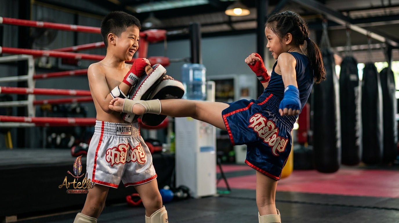 🥊 Muay Thai Shorts Kickboxing MMA Fight Shorts for Men Women Kids – Thai Boxing Training Gear, Breathable Quick Dry Martial Arts Combat Shorts