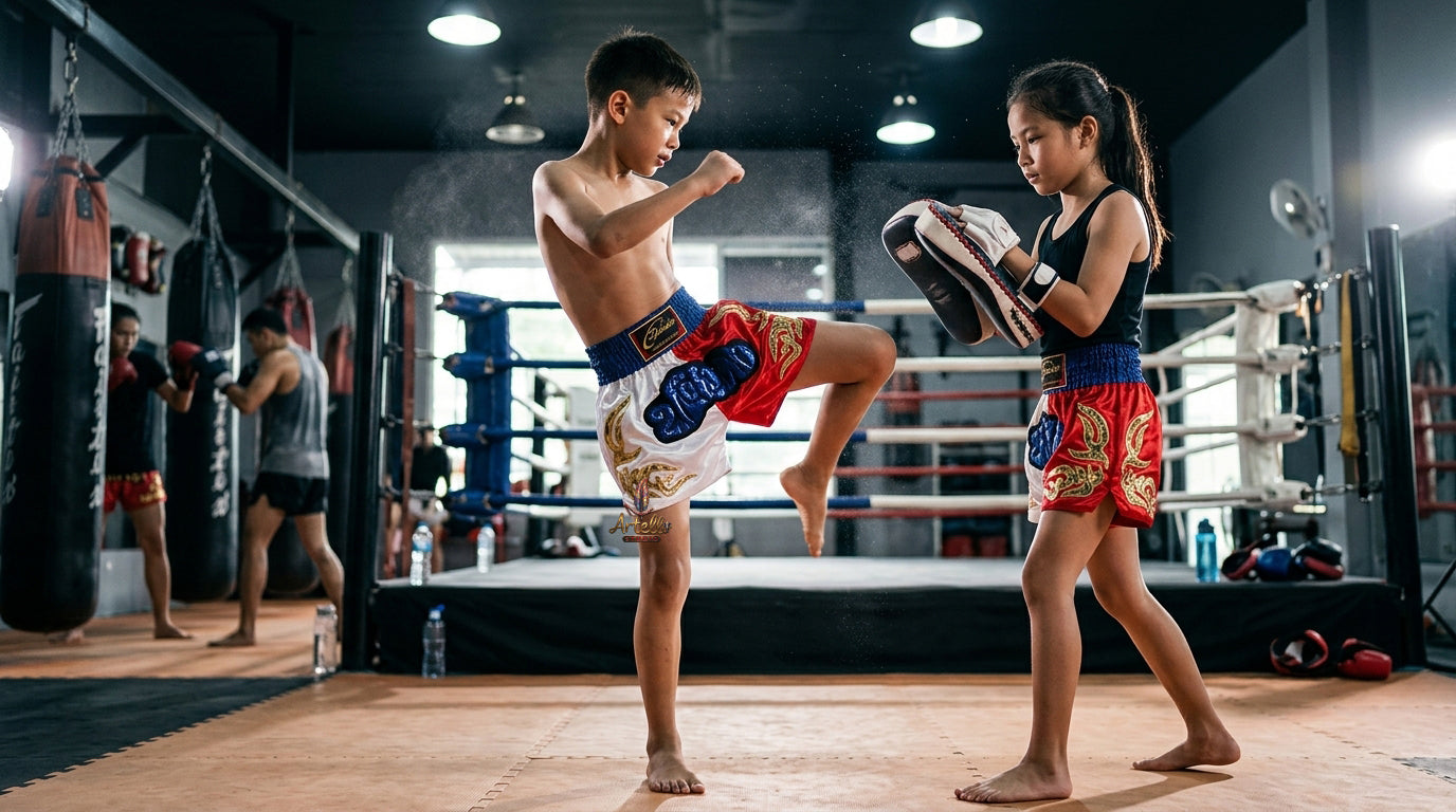 🥊 Muay Thai Shorts Kickboxing MMA Fight Shorts for Men Women Kids – Thai Boxing Training Gear, Breathable Quick Dry Martial Arts Combat Shorts